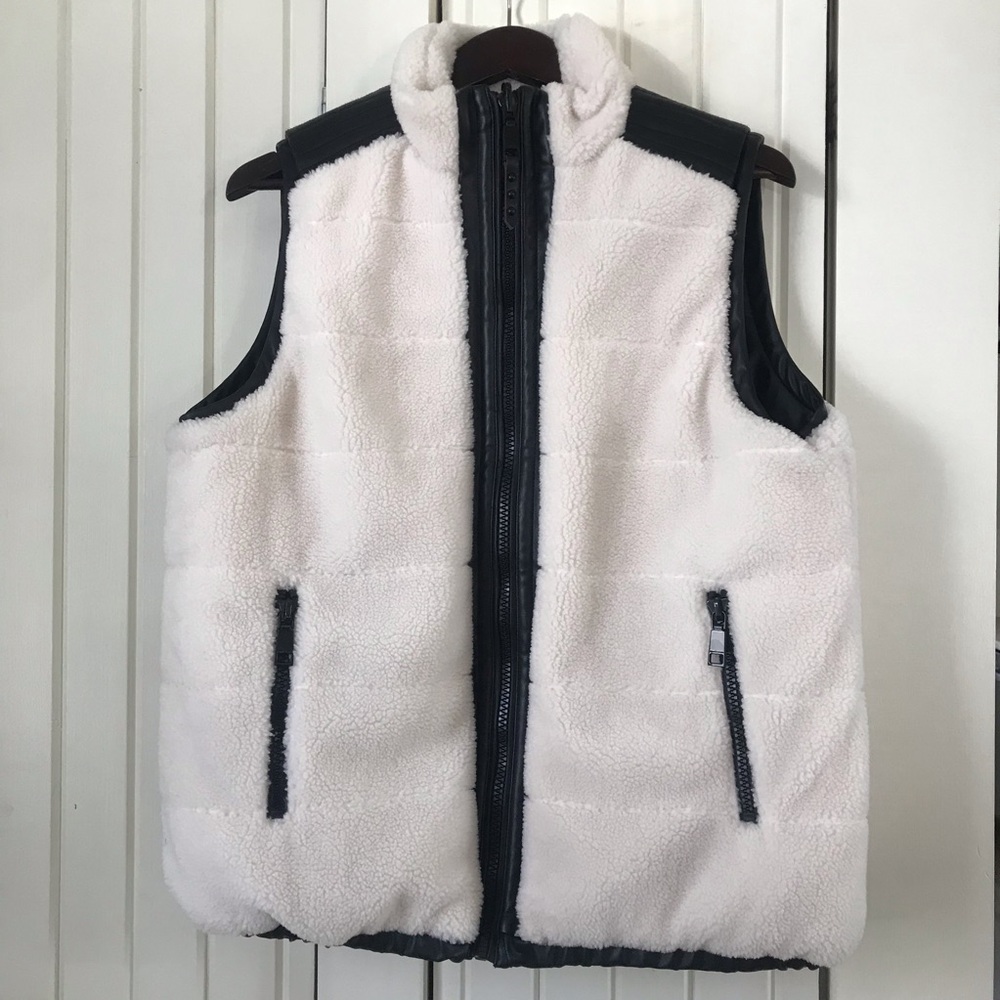 NWOT Rebecca Minkoff Reversible Faux Leather and Sherpa Puffer Vest